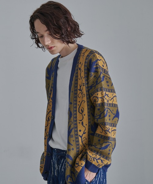 Revo.（レボ）の「Revo.　アンティークリーフパターン CA カーディガン（カーディガン/ボレロ・メンズ・ネイビー/カーキ/ブラック・L/M）」の9枚目の写真