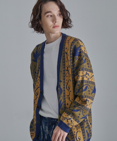 Revo.（レボ）の「Revo.　アンティークリーフパターン CA カーディガン（カーディガン/ボレロ・メンズ・ネイビー/カーキ/ブラック・L/M）」の10枚目の写真