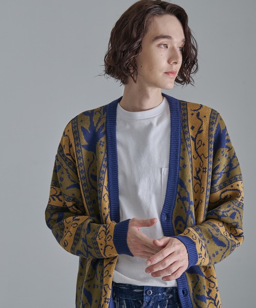 Revo.（レボ）の「Revo.　アンティークリーフパターン CA カーディガン（カーディガン/ボレロ・メンズ・ネイビー/カーキ/ブラック・L/M）」の11枚目の写真