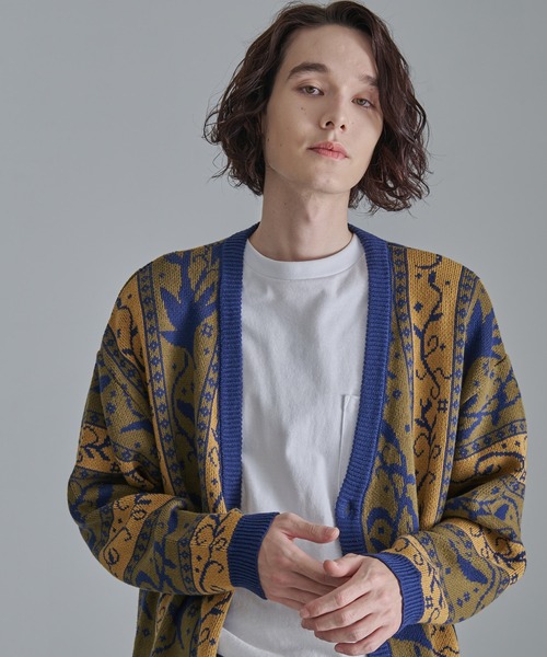 Revo.（レボ）の「Revo.　アンティークリーフパターン CA カーディガン（カーディガン/ボレロ・メンズ・ネイビー/カーキ/ブラック・L/M）」の12枚目の写真