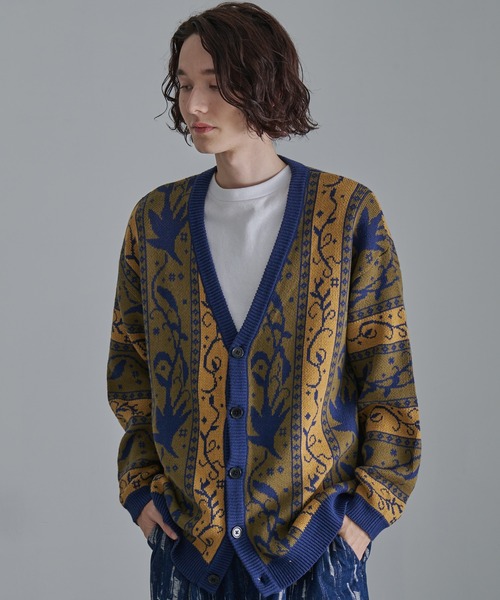 Revo.（レボ）の「Revo.　アンティークリーフパターン CA カーディガン（カーディガン/ボレロ・メンズ・ネイビー/カーキ/ブラック・L/M）」の14枚目の写真