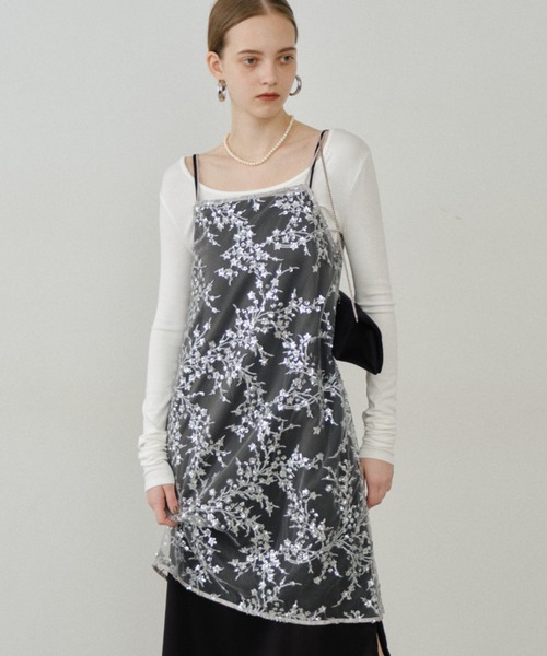 Flower spangle camisole dress/フラワースパンコールキャミソール