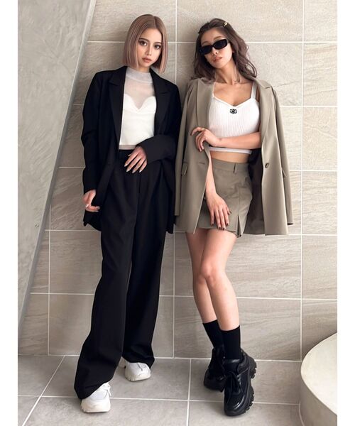 GYDA（ジェイダ）の「フェイクスリットスカートライクショートパンツ（スカート・レディース・ライトブルー/ブラック/ベージュ・FREE）」の9枚目の写真