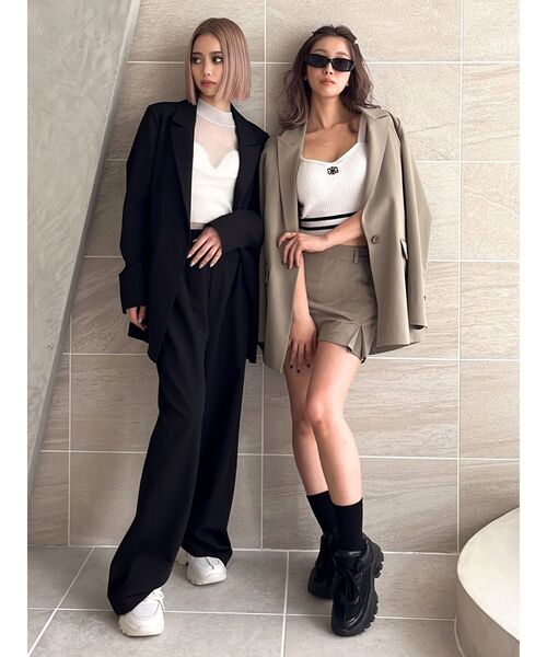 GYDA（ジェイダ）の「フェイクスリットスカートライクショートパンツ（スカート・レディース・ライトブルー/ブラック/ベージュ・FREE）」の10枚目の写真