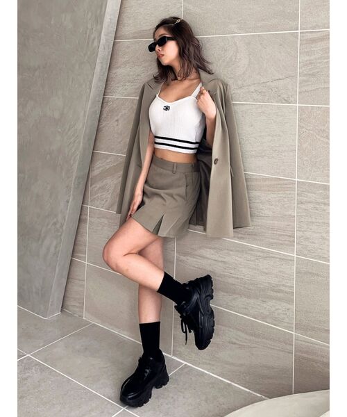 GYDA（ジェイダ）の「フェイクスリットスカートライクショートパンツ（スカート・レディース・ライトブルー/ブラック/ベージュ・FREE）」の14枚目の写真