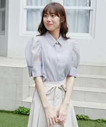 MAJESTIC LEGON | シアーパフ袖シャツブラウス(シャツ/ブラウス)