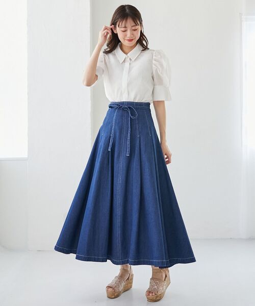 MAJESTIC LEGON（マジェスティックレゴン）の「シアーパフ袖シャツブラウス（シャツ/ブラウス・レディース・オフホワイト/ライトグレー/ピンクベージュ/ブラック・MEDIUM）」の5枚目の写真