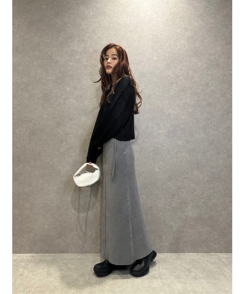 TRUNC(トランクエイティーエイト)の「Zip Pocket Knit Skirt(スカート・レディース・ブラック/グレー・FREE)」の8枚目の写真