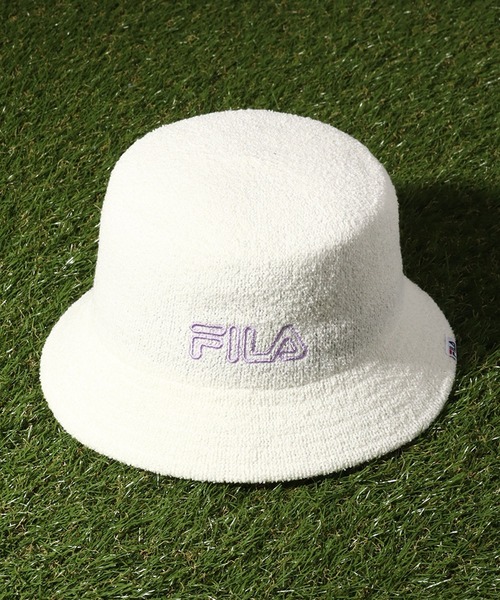 FILA（フィラ）の「【FILA/フィラ】ソフトサーモ ロゴバケットハット（ハット・メンズ・ホワイト/ライトブルー/ブラック/ネイビー/ライトピンク・FREE）」の2枚目の写真