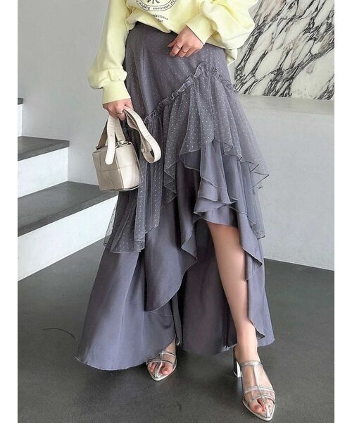 dazzlin（ダズリン）の「【CALNAMURコラボ】ミックスティアードスカート（スカート・レディース・ピンク/グレー/オフホワイト・SMALL/MEDIUM）」の3枚目の写真