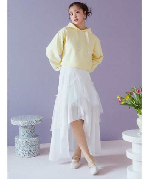 dazzlin（ダズリン）の「【CALNAMURコラボ】ミックスティアードスカート（スカート・レディース・ピンク/グレー/オフホワイト・SMALL/MEDIUM）」の4枚目の写真