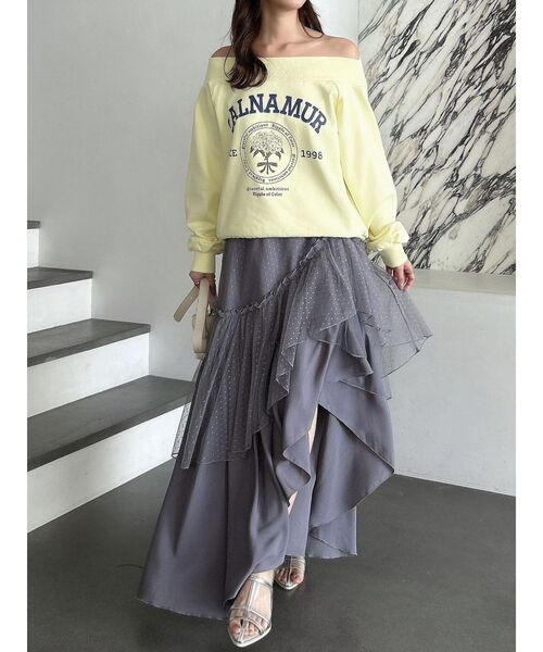 dazzlin（ダズリン）の「【CALNAMURコラボ】ミックスティアードスカート（スカート・レディース・ピンク/グレー/オフホワイト・SMALL/MEDIUM）」の8枚目の写真