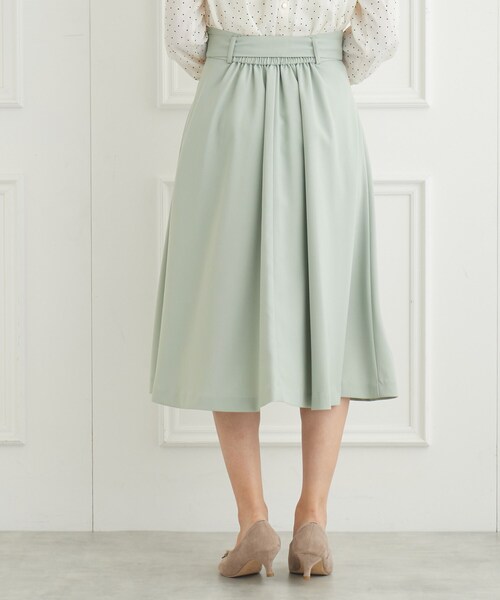 couture brooch（クチュールブローチ）の「◆【リボン付け外し2WAY】リボンベルト付きフレアスカート（スカート・レディース・グリーン系/ネイビー/ブラウン系・36/38/40/42）」の9枚目の写真