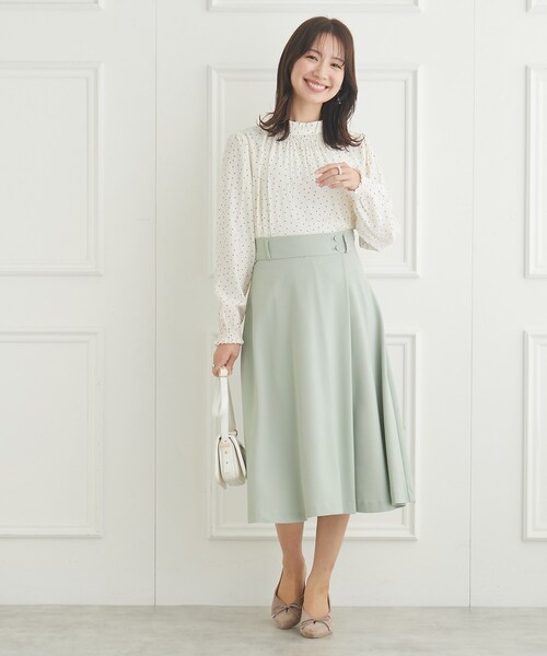 couture brooch（クチュールブローチ）の「◆【リボン付け外し2WAY】リボンベルト付きフレアスカート（スカート・レディース・グリーン系/ネイビー/ブラウン系・36/38/40/42）」の10枚目の写真