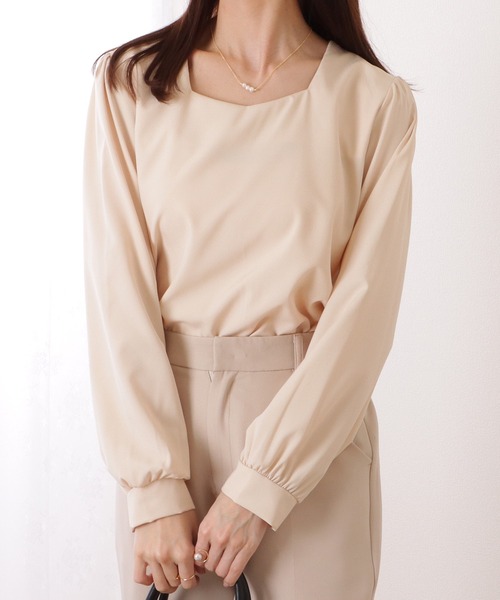 Lace Ladies(レースレディース)の「シンプル スクエア × ハートネック 長袖 プルオーバー(シャツ/ブラウス・レディース・ブラック/ベージュ・XL/M/S)」の5枚目の写真