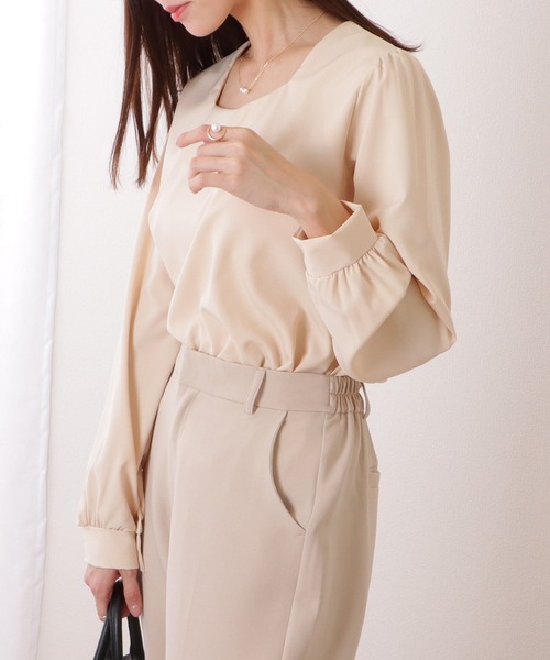 Lace Ladies(レースレディース)の「シンプル スクエア × ハートネック 長袖 プルオーバー(シャツ/ブラウス・レディース・ブラック/ベージュ・XL/M/S)」の6枚目の写真