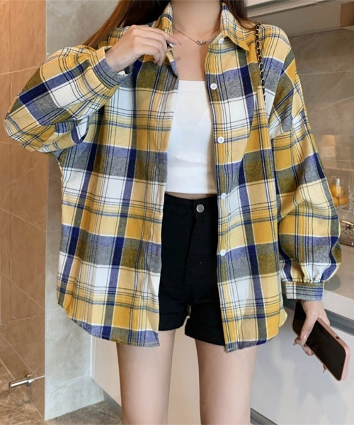 Miniministore(ミニミニストア)の「シャツ ブラウス チェック柄シャツ 長袖(シャツ/ブラウス・レディース・A/C/D/E/F/G/H/I/J/K/L/M/B/N/O・FREE)」の7枚目の写真
