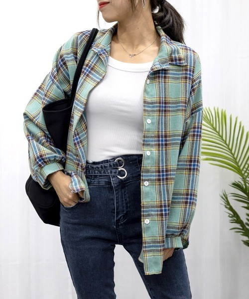 Miniministore(ミニミニストア)の「シャツ ブラウス チェック柄シャツ 長袖(シャツ/ブラウス・レディース・A/C/D/E/F/G/H/I/J/K/L/M/B/N/O・FREE)」の9枚目の写真