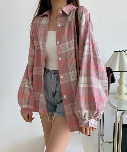 Miniministore(ミニミニストア)の「シャツ ブラウス チェック柄シャツ 長袖(シャツ/ブラウス・レディース・A/C/D/E/F/G/H/I/J/K/L/M/B/N/O・FREE)」の14枚目の写真