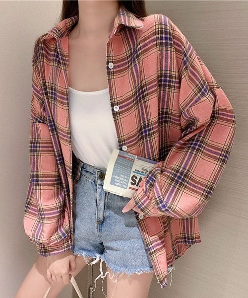 Miniministore(ミニミニストア)の「シャツ ブラウス チェック柄シャツ 長袖(シャツ/ブラウス・レディース・A/C/D/E/F/G/H/I/J/K/L/M/B/N/O・FREE)」の15枚目の写真