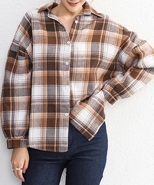 Miniministore(ミニミニストア)の「シャツ ブラウス チェック柄シャツ 長袖(シャツ/ブラウス・レディース・A/C/D/E/F/G/H/I/J/K/L/M/B/N/O・FREE)」の21枚目の写真