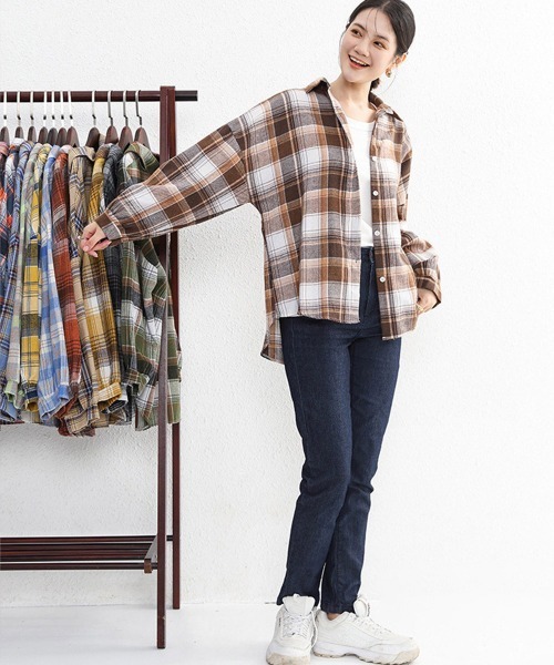 Miniministore(ミニミニストア)の「シャツ ブラウス チェック柄シャツ 長袖(シャツ/ブラウス・レディース・A/C/D/E/F/G/H/I/J/K/L/M/B/N/O・FREE)」の22枚目の写真