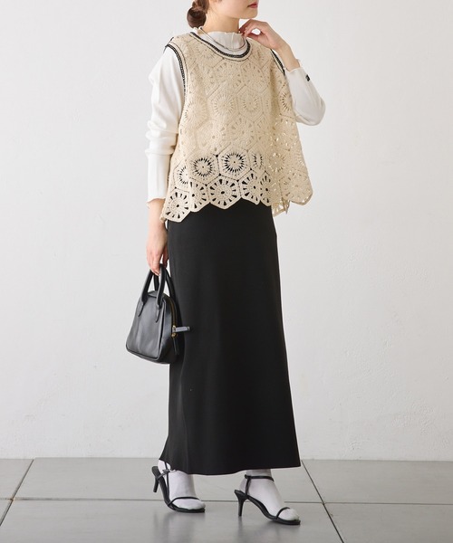 PUAL CE CIN(ピュアルセシン)の「かぎ針編み風微配色ベスト(ベスト・レディース・その他1・FREE)」の7枚目の写真