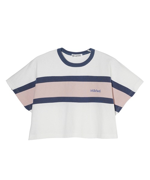 MILKFED.（ミルクフェド）の「PANELED S/S TOP（Tシャツ/カットソー・レディース・ライトブルー/ネイビー/ホワイト・ONE SIZE）」の2枚目の写真