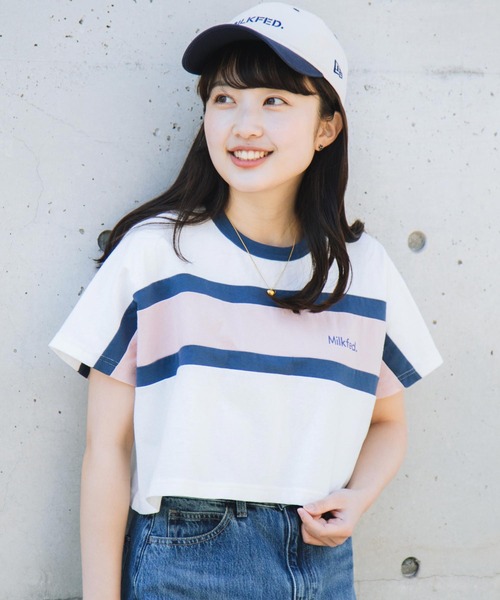 MILKFED.（ミルクフェド）の「PANELED S/S TOP（Tシャツ/カットソー・レディース・ライトブルー/ネイビー/ホワイト・ONE SIZE）」の17枚目の写真