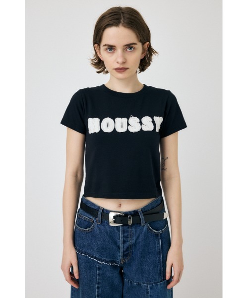 MOUSSY ブラック Tシャツ THE BLACK LOVE PATCH MOUSSY（マウジー）の「【ブラック系その他 ZOZO限定カラー
