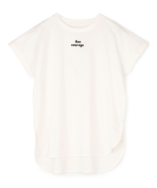 UNFILO（アンフィーロ）の「BEAUTY FORM ロゴ刺繍フレンチスリーブTシャツ（Tシャツ/カットソー・レディース・ホワイト系1/グレー系2/ホワイト系2/ダークブラウン系1/グレー系1/ベージュ系1/ブラック系1/ベージュ系2/ホワイト系3・LARGE/MEDIUM/SMALL）」の3枚目の写真