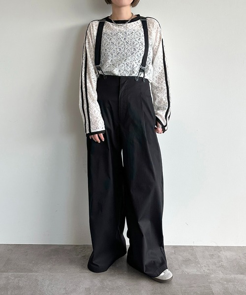 apres jour mignon（アプレジュールミニョン）の「サス付きパンツ【ZOZOTOWN限定アイテム】（サロペット/オーバーオール・レディース・ベージュ/ブラック・X-LARGE/MEDIUM/SMALL）」の2枚目の写真