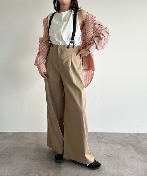 apres jour mignon（アプレジュールミニョン）の「サス付きパンツ【ZOZOTOWN限定アイテム】（サロペット/オーバーオール・レディース・ベージュ/ブラック・X-LARGE/MEDIUM/SMALL）」の22枚目の写真