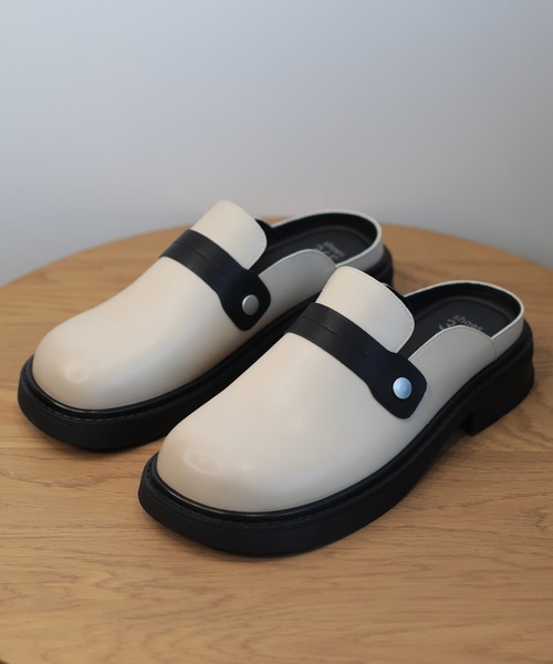 shoes365(シューズスリーシックスファイヴ)の「【shoes365】厚底スリッパ風レザーシューズ(ドレスシューズ・レディース・ブラック/オフホワイト・25.0cm/22.5cm/23.0cm/23.5cm/24.0cm/24.5cm)」の6枚目の写真