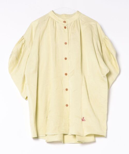 Vivienne Westwood(ヴィヴィアンウエストウッド)の「ヴィスコースリネンブライトツイルエイリアンスリーブシャツ(シャツ/ブラウス・レディース・グリーン/ブラック・FREE)」の1枚目の写真