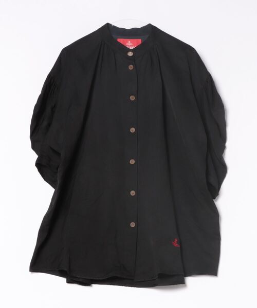 Vivienne Westwood(ヴィヴィアンウエストウッド)の「ヴィスコースリネンブライトツイルエイリアンスリーブシャツ(シャツ/ブラウス・レディース・グリーン/ブラック・FREE)」の2枚目の写真