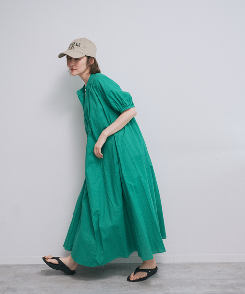 OUTDOOR PRODUCTS Usual Things(アウトドアプロダクツユージュアルシングス)の「COTTON LINEN ワンピース(ワンピース・レディース・グリーン/ピンク/ブラック・FREE)」の2枚目の写真