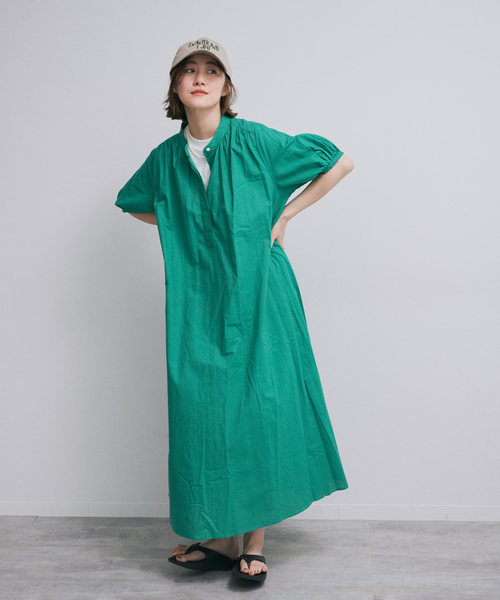 OUTDOOR PRODUCTS Usual Things(アウトドアプロダクツユージュアルシングス)の「COTTON LINEN ワンピース(ワンピース・レディース・グリーン/ピンク/ブラック・FREE)」の8枚目の写真