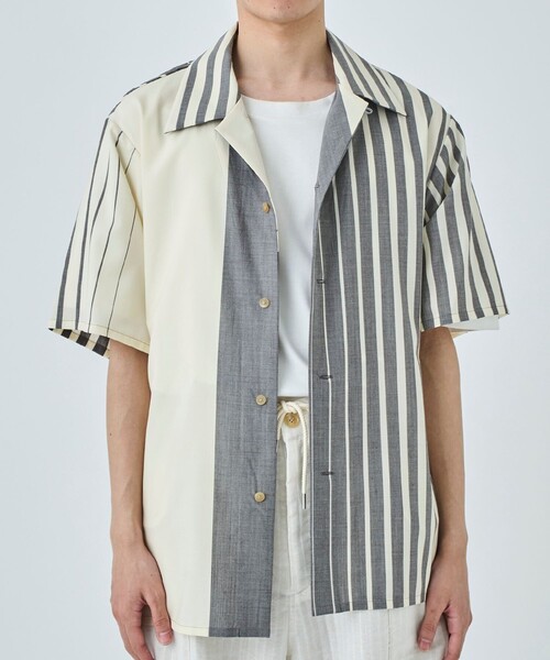 セール】【ETHOSENS/エトセンス】Irregular stripe SS shirt
