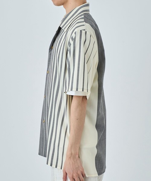 定価42900円 新品未使用 ETHOSENS パネルストライプシャツ サイズ2 セール】【ETHOSENS/エトセンス】Irregular stripe SS shirt