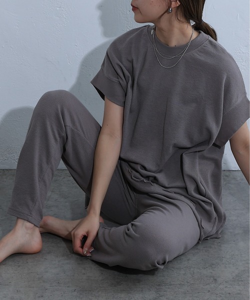 COLONY 2139(コロニートゥーワンスリーナイン)の「半袖ワッフルルームウェア(ルームウェア/パジャマ・レディース・ブラック/モカ/ライトグレー・FREE)」の3枚目の写真