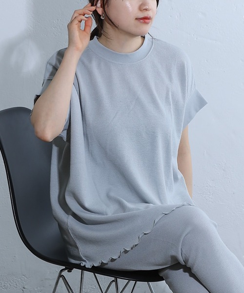 COLONY 2139(コロニートゥーワンスリーナイン)の「半袖ワッフルルームウェア(ルームウェア/パジャマ・レディース・ブラック/モカ/ライトグレー・FREE)」の21枚目の写真