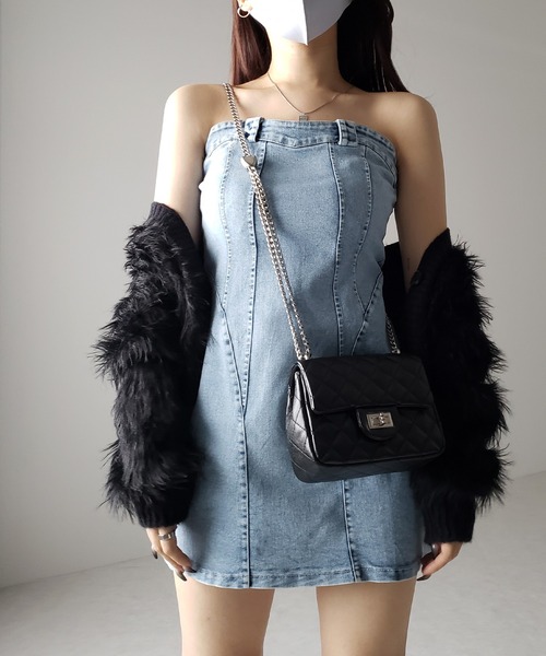 me+em select（ミームセレクト）の「【 ２color 】ウォッシュデニムベアミニワンピース ／ wash denim bear mini onepiece（ワンピース・レディース・ブラック/ブルー・SMALL/MEDIUM）」の19枚目の写真