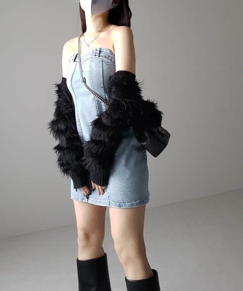 me+em select（ミームセレクト）の「【 ２color 】ウォッシュデニムベアミニワンピース ／ wash denim bear mini onepiece（ワンピース・レディース・ブラック/ブルー・SMALL/MEDIUM）」の18枚目の写真