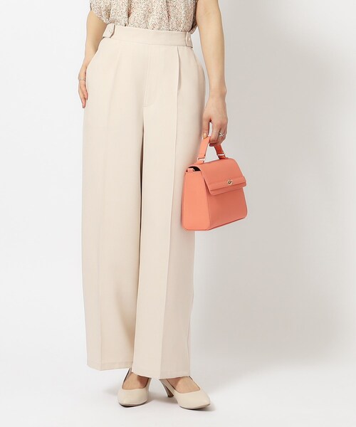 DRESKIP（ドレスキップ）の「◆【洗える/セットアップ可/イージーケア】麻調パール調ボタン付ワイドパンツ（その他パンツ・レディース・カーキ/ベージュ/ネイビー・02/03/04）」の4枚目の写真