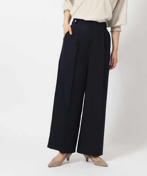 DRESKIP（ドレスキップ）の「◆【洗える/セットアップ可/イージーケア】麻調パール調ボタン付ワイドパンツ（その他パンツ・レディース・カーキ/ベージュ/ネイビー・02/03/04）」の8枚目の写真