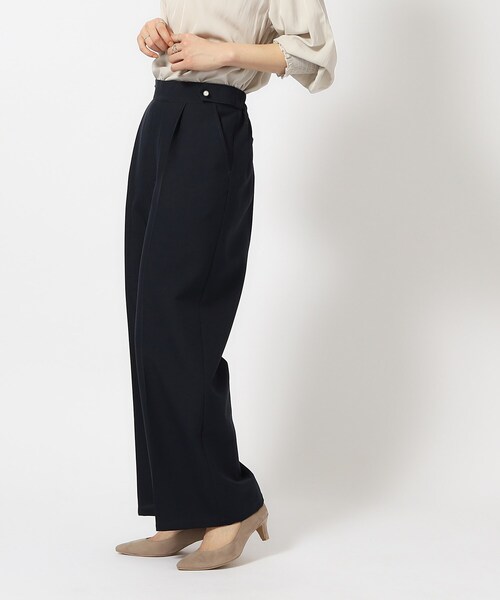 DRESKIP（ドレスキップ）の「◆【洗える/セットアップ可/イージーケア】麻調パール調ボタン付ワイドパンツ（その他パンツ・レディース・カーキ/ベージュ/ネイビー・02/03/04）」の9枚目の写真