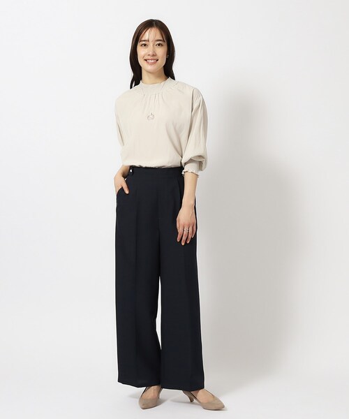 DRESKIP（ドレスキップ）の「◆【洗える/セットアップ可/イージーケア】麻調パール調ボタン付ワイドパンツ（その他パンツ・レディース・カーキ/ベージュ/ネイビー・02/03/04）」の10枚目の写真