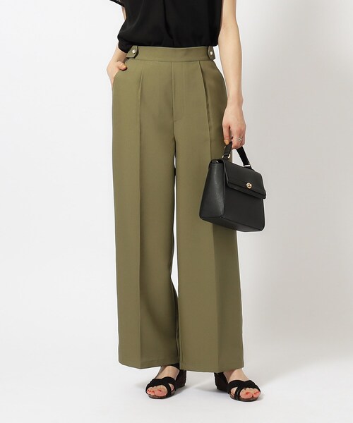 DRESKIP（ドレスキップ）の「◆【洗える/セットアップ可/イージーケア】麻調パール調ボタン付ワイドパンツ（その他パンツ・レディース・カーキ/ベージュ/ネイビー・02/03/04）」の12枚目の写真