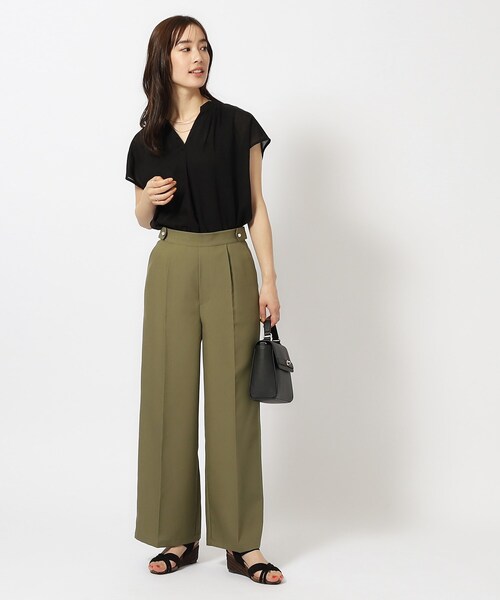 DRESKIP（ドレスキップ）の「◆【洗える/セットアップ可/イージーケア】麻調パール調ボタン付ワイドパンツ（その他パンツ・レディース・カーキ/ベージュ/ネイビー・02/03/04）」の14枚目の写真